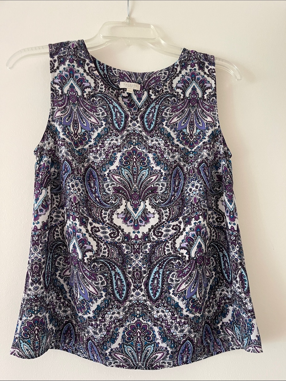 Talbots Purple and Blue Paisley Sleeveless Tank